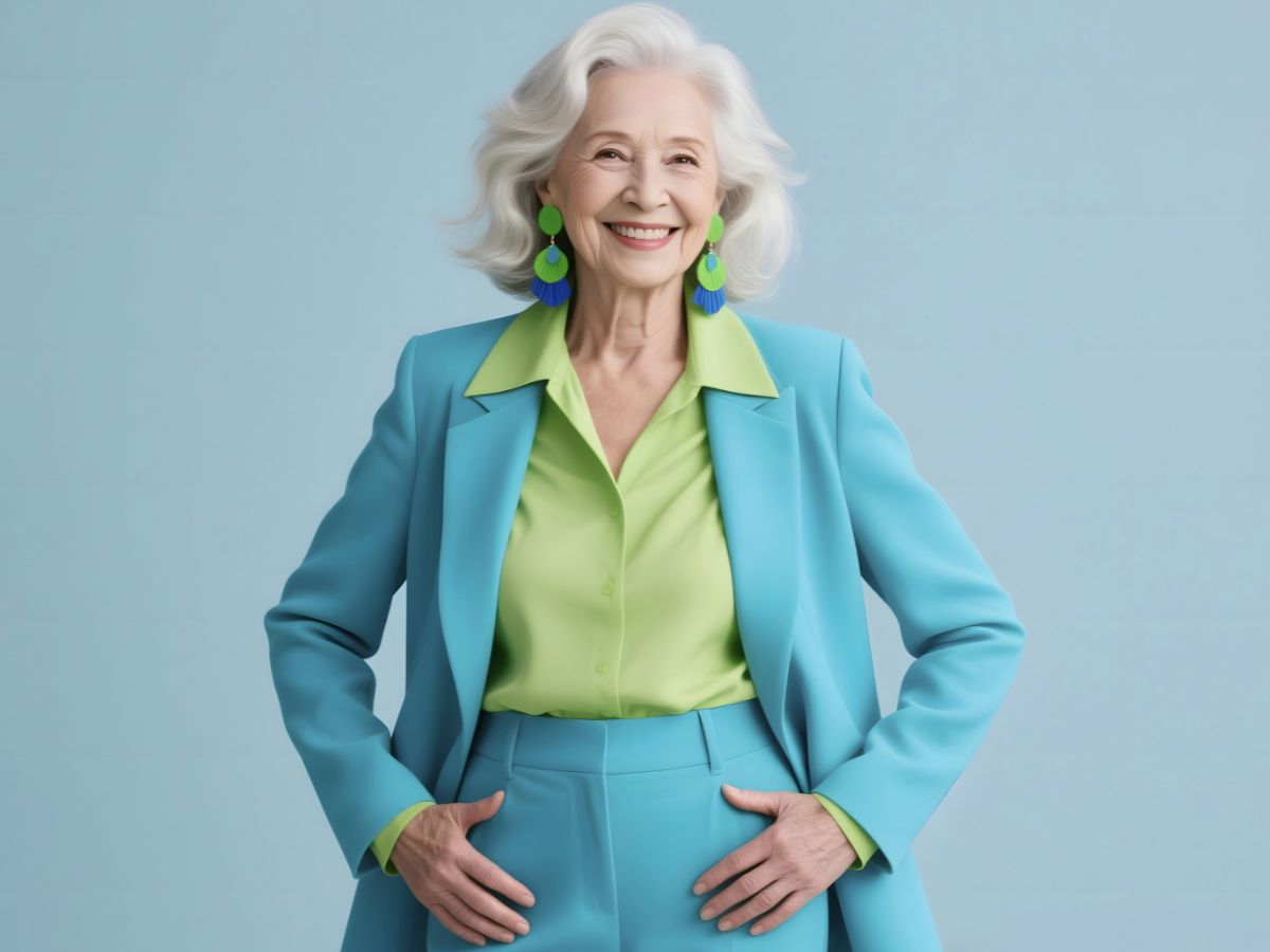 señora piel madura con sonrisa mostrando felicdad en la menopausia 